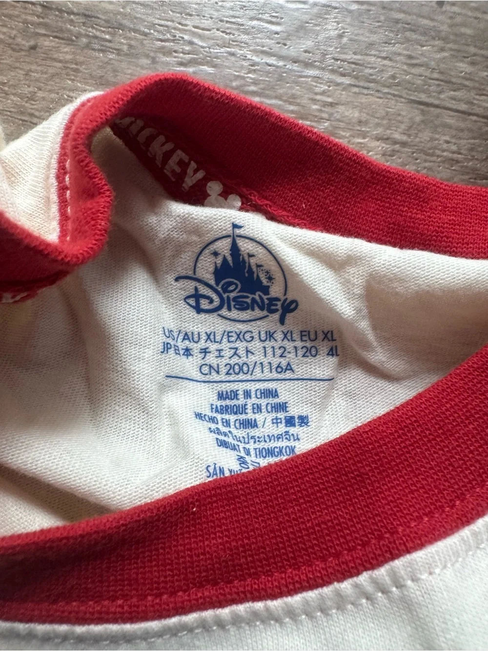 Disneyland Original Mickey Ringer Tee - Cream & Red